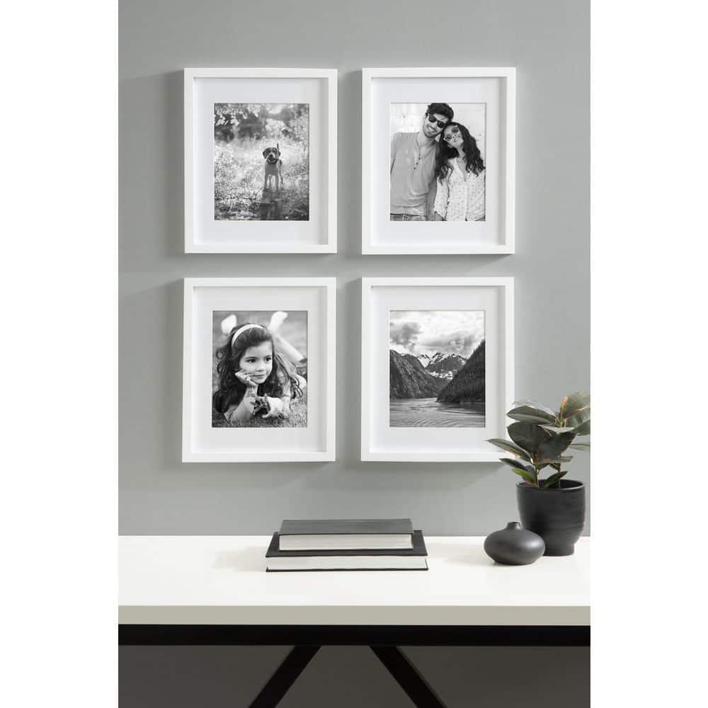 DesignOvation Gallery Rectangle Wood Wall Frame, 11x14 matted to 8x10, White