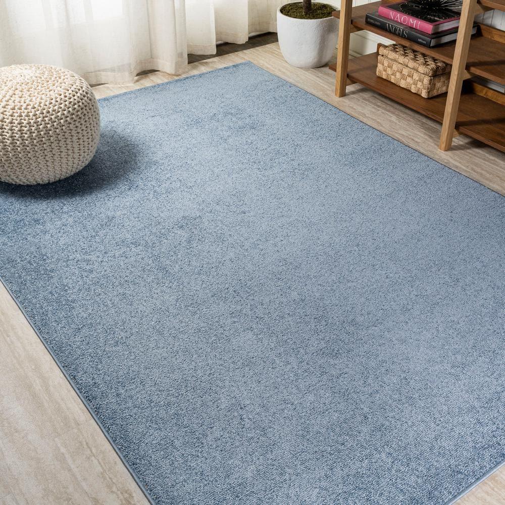 8'x10' Haze Solid Low-Pile Area Rug, Classic Blue - JONATHAN Y
