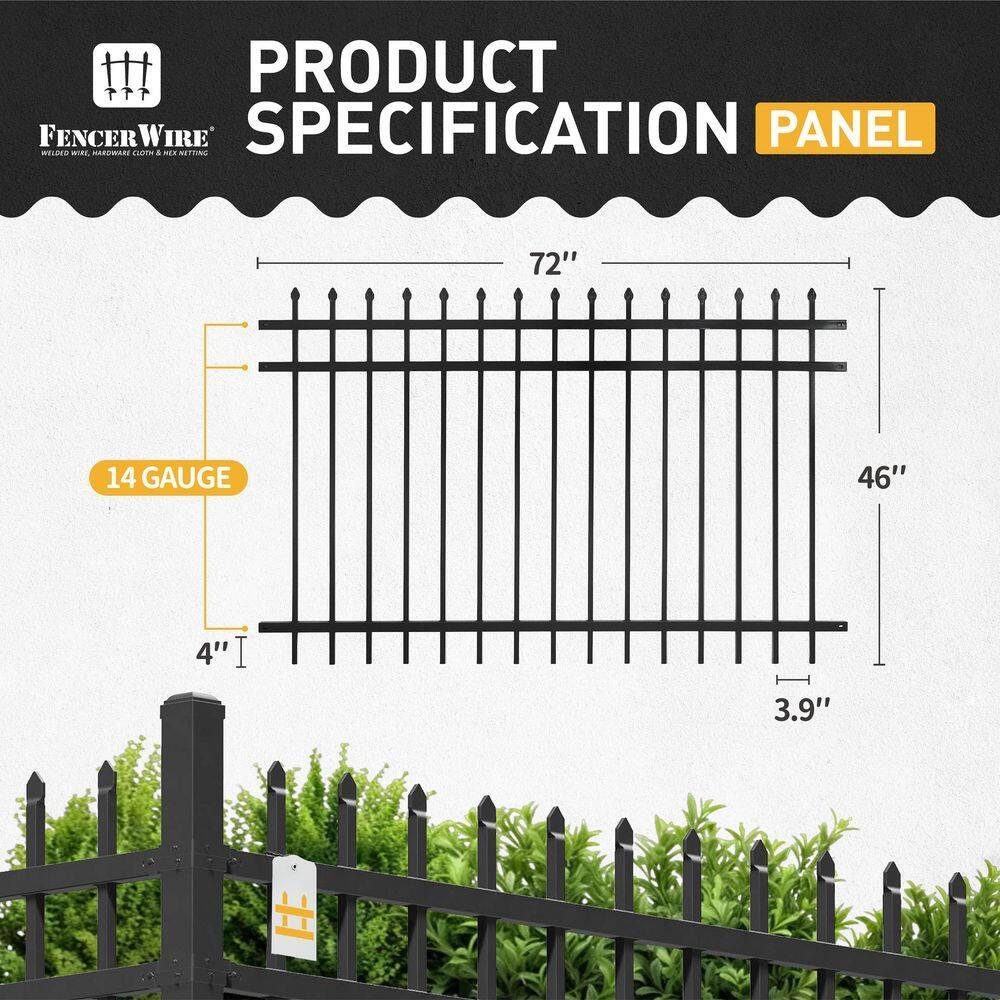 Fencer Wire Fencer Wire 4/ 5/ 6FT H X 6FT W Heavy Duty Pinnacle Fence Barrier Panel, Anti-Rust Metal Fencing Panel