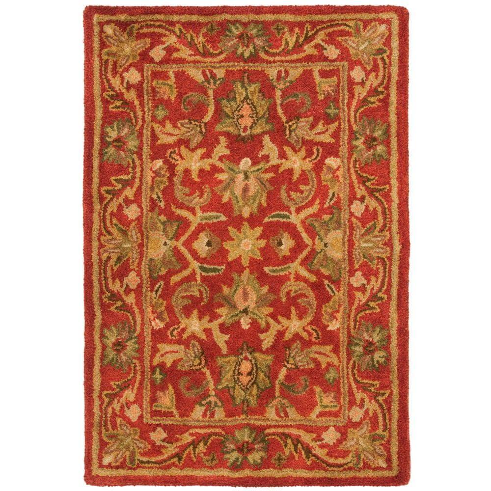 Antiquity AT52 Hand Tufted Indoor Accent Rug - Red/Red - 2'3"x4' - Safavieh