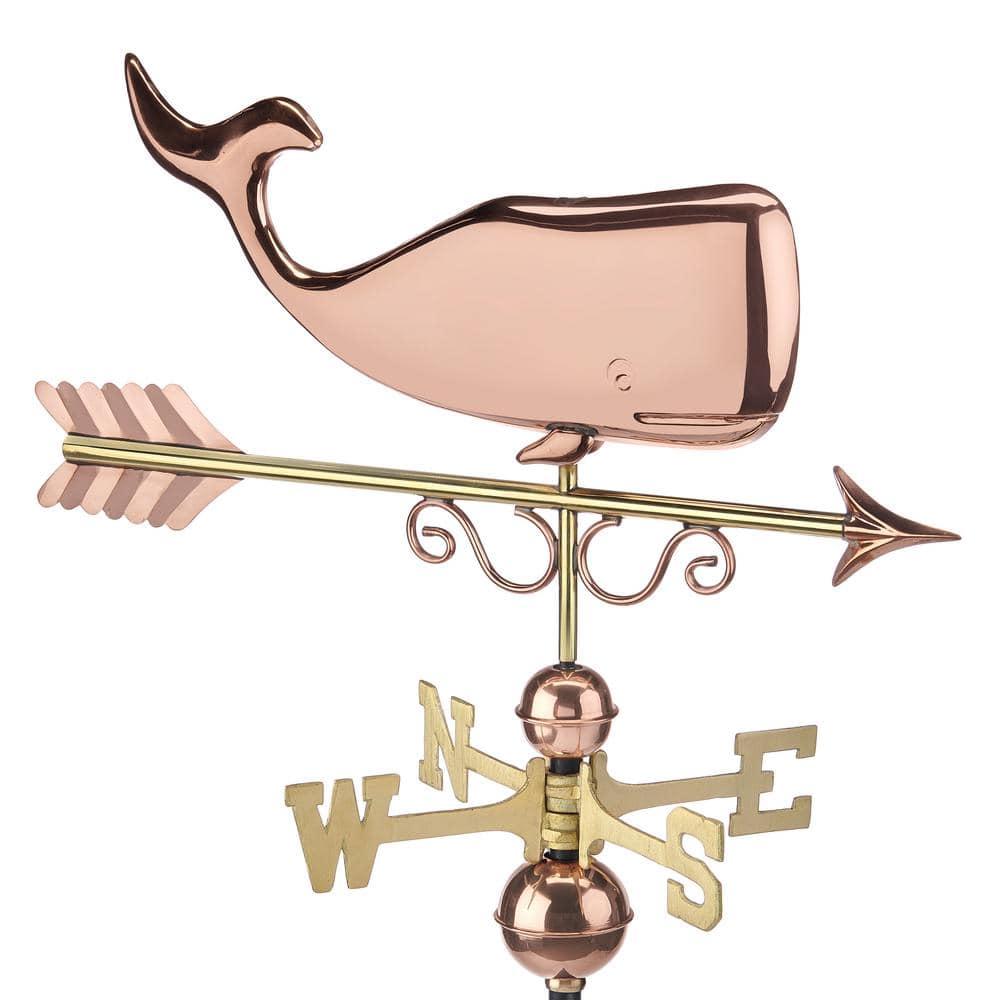 Save the Whales Pure Copper Weathervane- Good Directions: Outdoor Decorative Sculpture, 40" Max Height