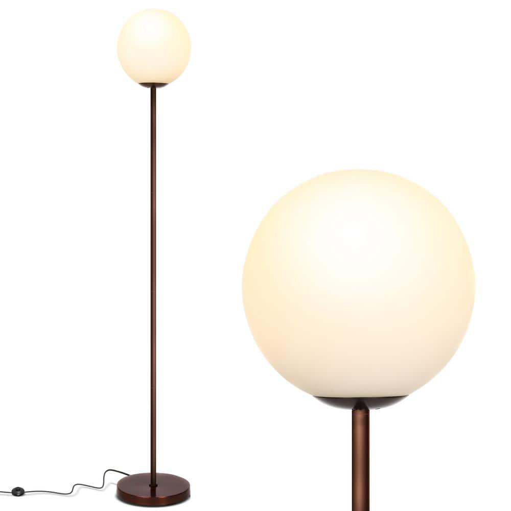 Luna 65 in. Modern LED Energy Efficient Floor Lamp with Frosted Glass Globe Shade