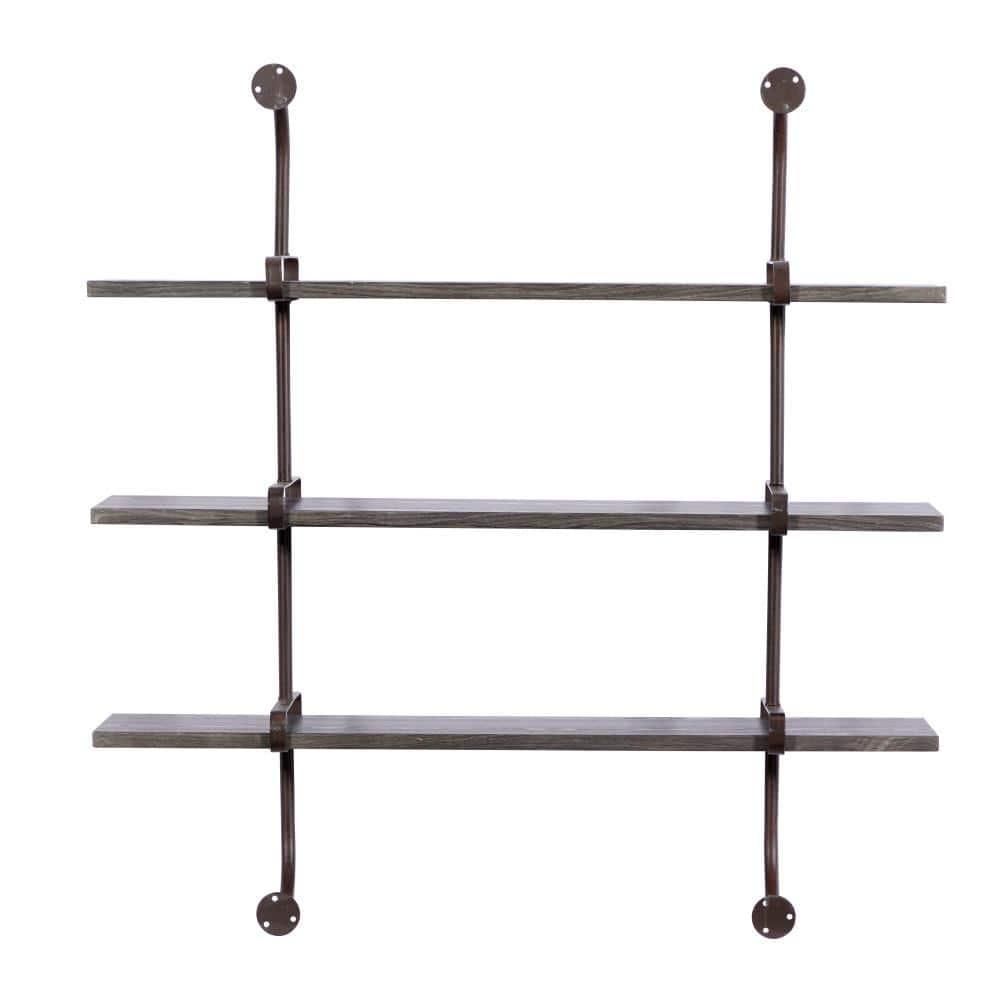 DecMode 38" x 10" 3-Tier Gray Wall Shelf