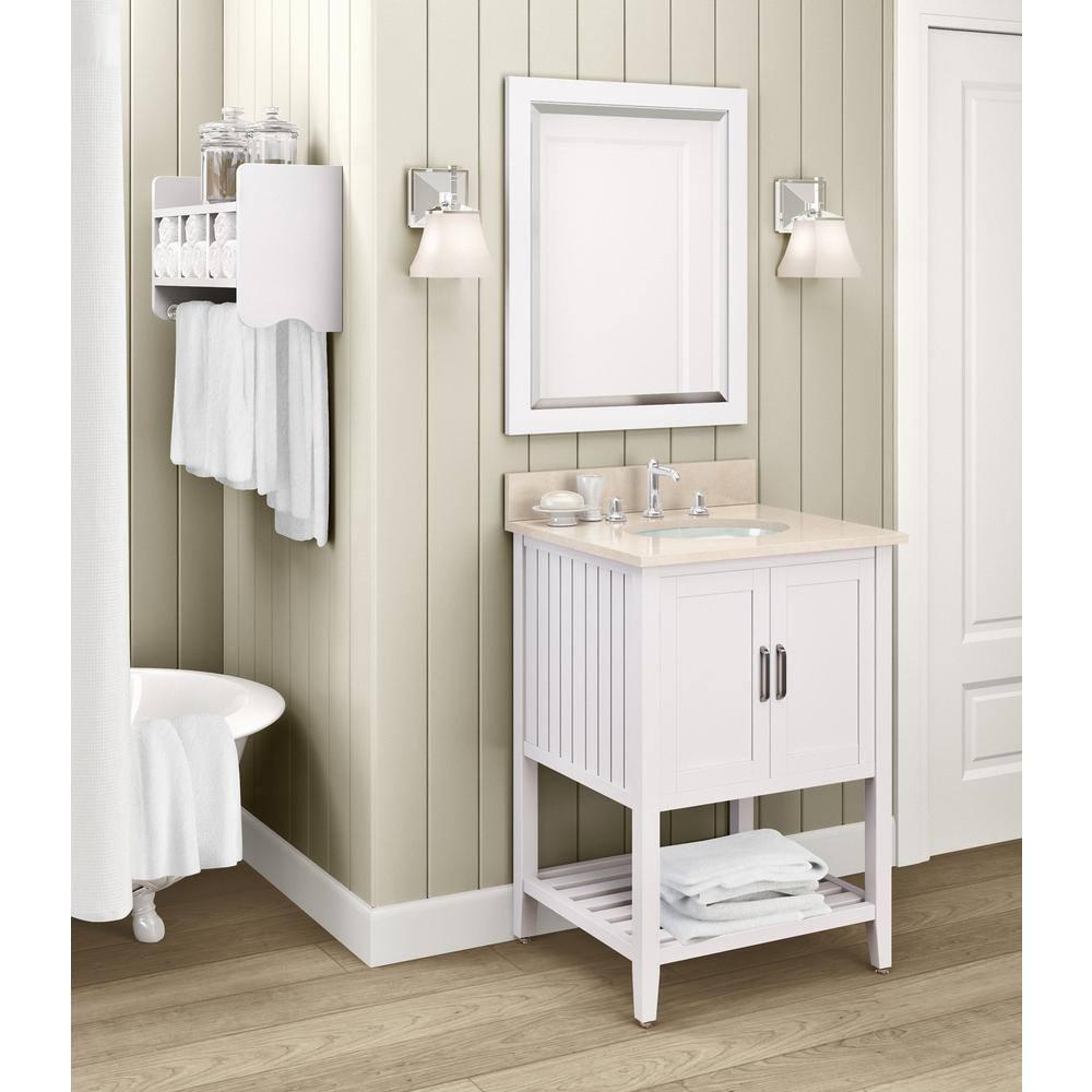 Alaterre Furniture 24" Beveled Bath Vanity Mirror, White