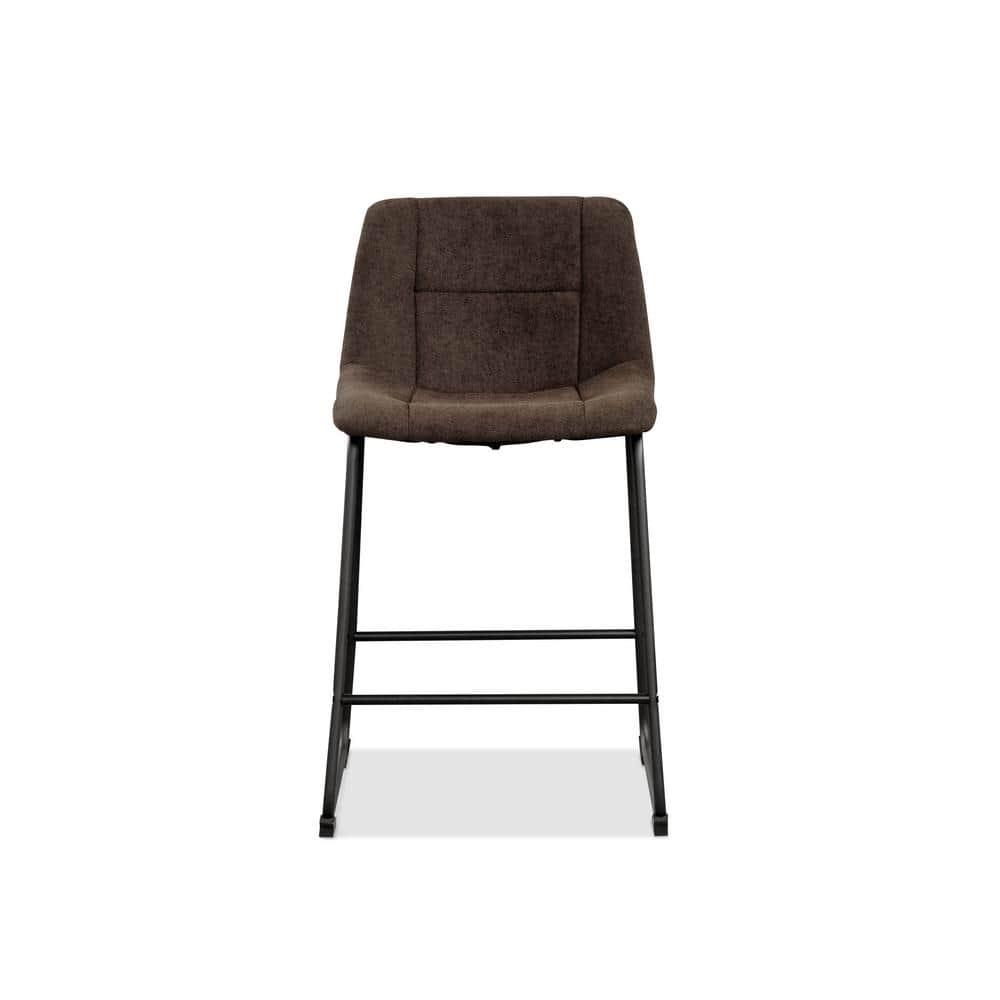 Furniture of America Perri Modern Chenille Counter Height Dining Chairs, Brown (Set of 2)