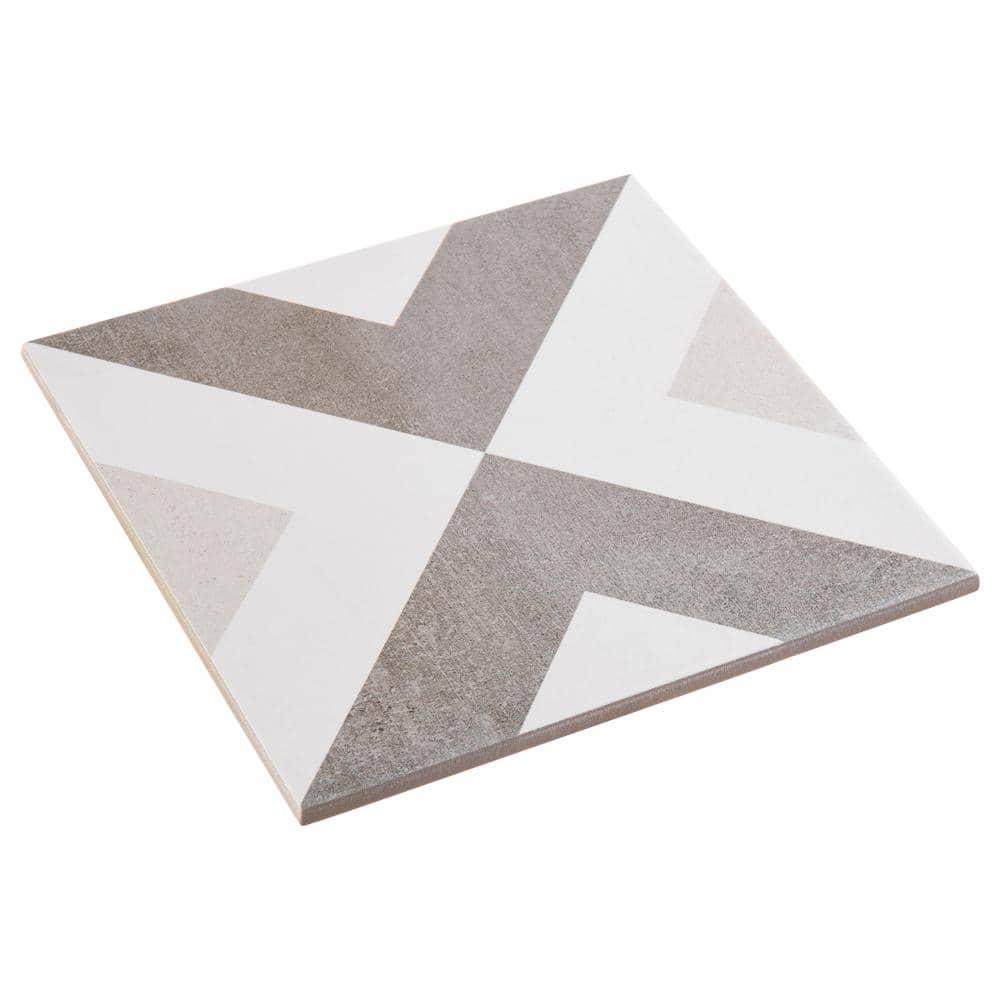 Andova Luv Ahava Grey 8-in Encaustic Matte Porcelain Wall & Floor Tile