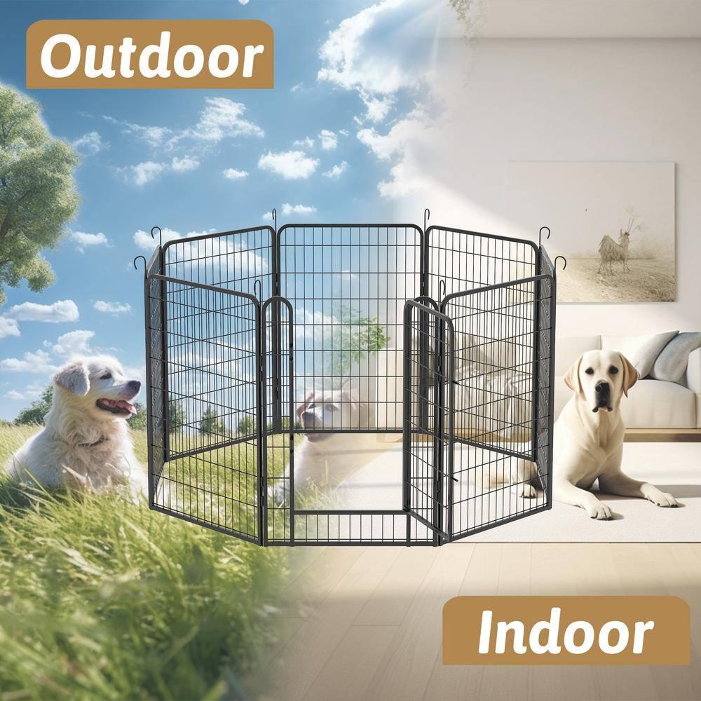 Resenkos Dog Rabbits Fence Blocker,Garden Fence,39.37"H Pet Pen 8-piece pack - Black
