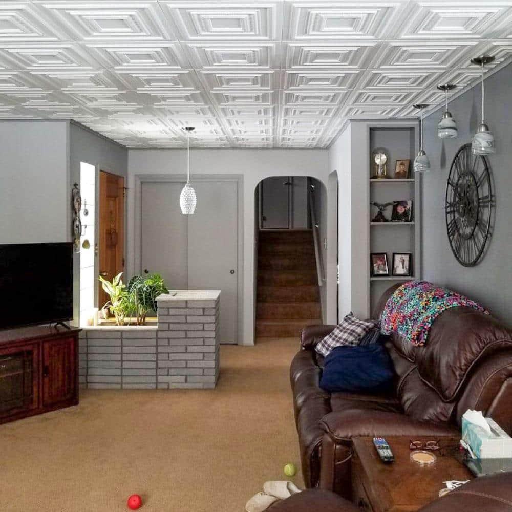 Chestnut Grove 1.6 ft. x 1.6 ft. Polystyrene Glue-up Ceiling Tile (Set of 96)