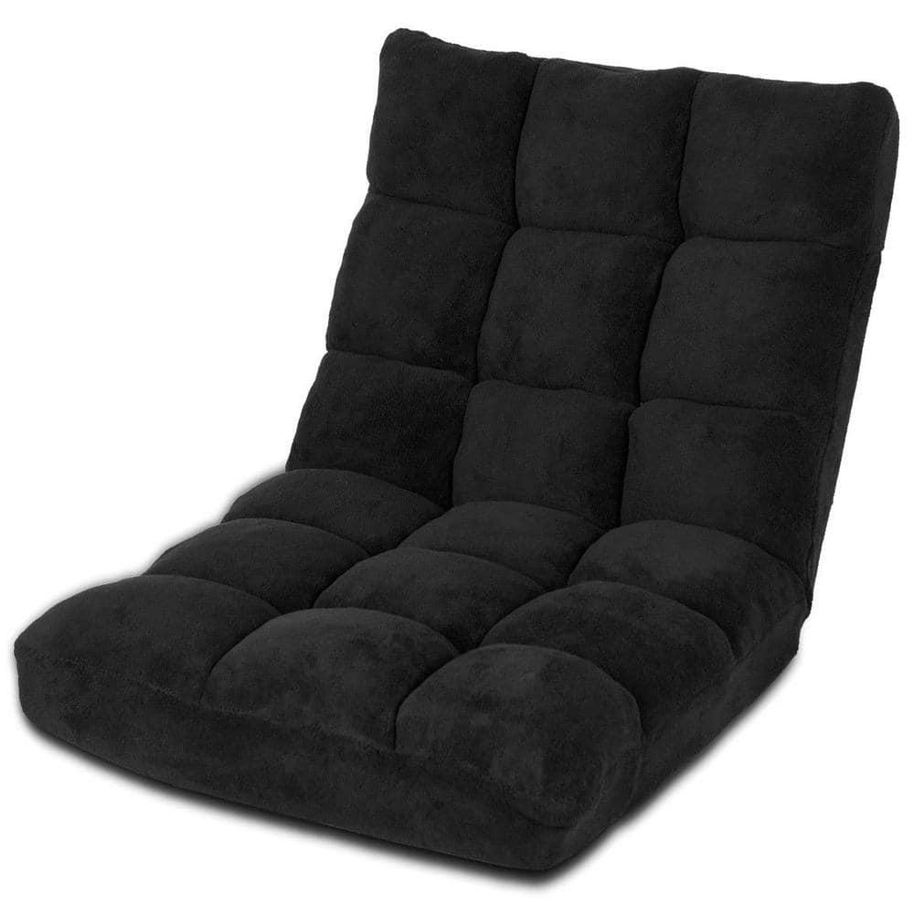 Tangkula Adjustable 14-Position Floor Chair ,Padded Gaming Chair Lazy Recliner Black