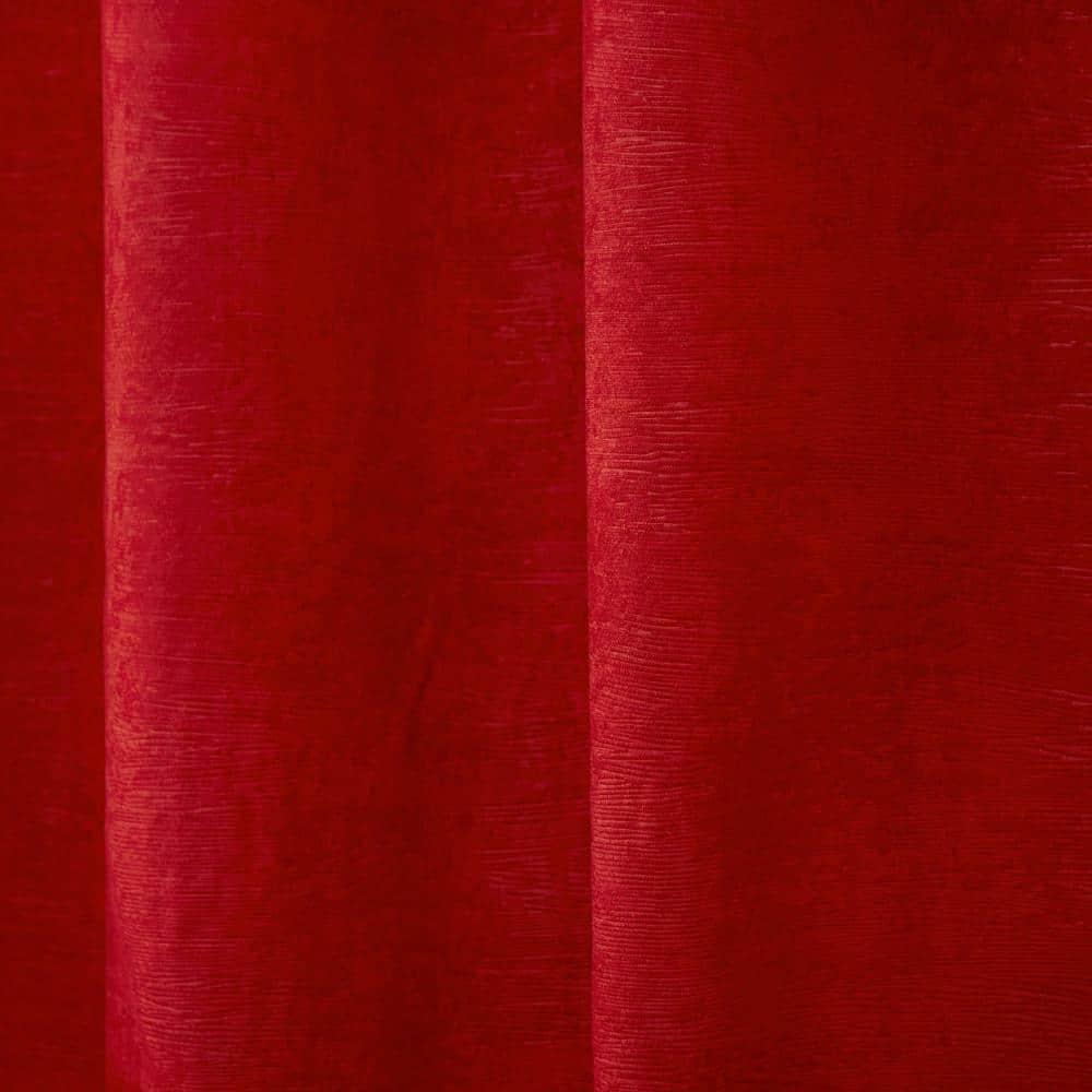 Set of 2 84"x52" Oxford Textured Sateen Thermal Room Darkening Grommet Top Window Curtain Panel Chili Red - Exclusive Home