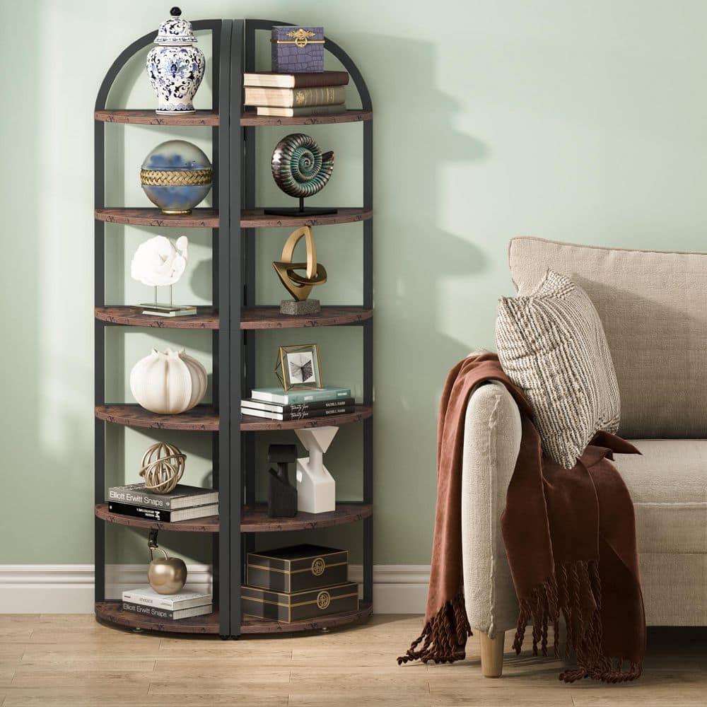 Hommoo 6-Tier Corner Shelf, 71 inch Tall Corner Bookshelf for Small Space