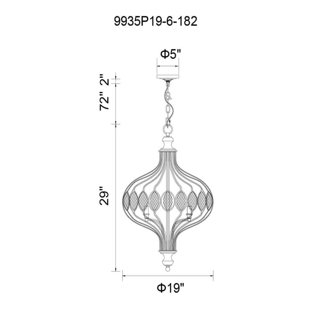 CWI Lighting Altair 6 Light Traditional Metal Chandelier in Antique Bronze