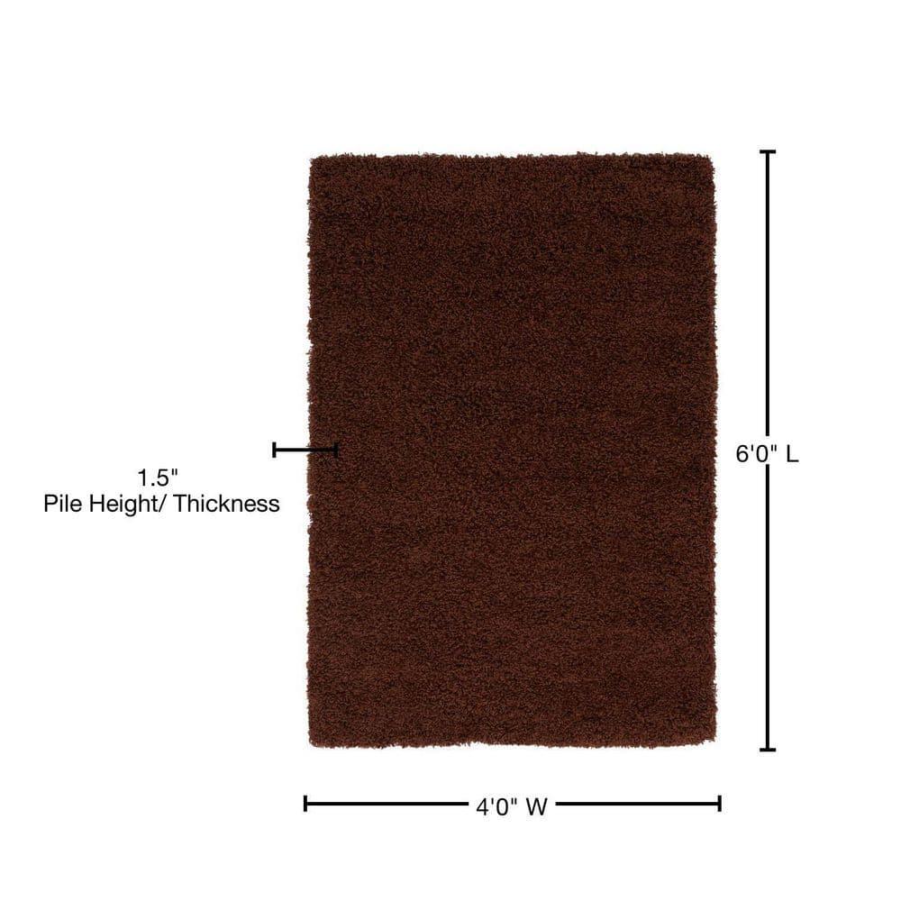 Unique Loom 4' 0 x 6' 0 Solid Shag Chocolate Brown Area Rug