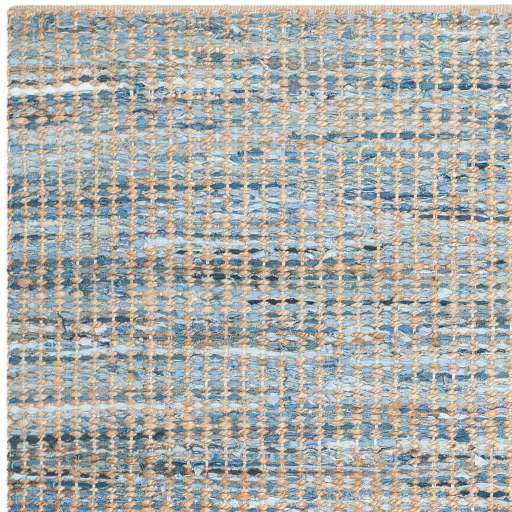 Cape Cod CAP352 Hand Woven Area Rug - Natural/Blue - 8'x8' - Safavieh.