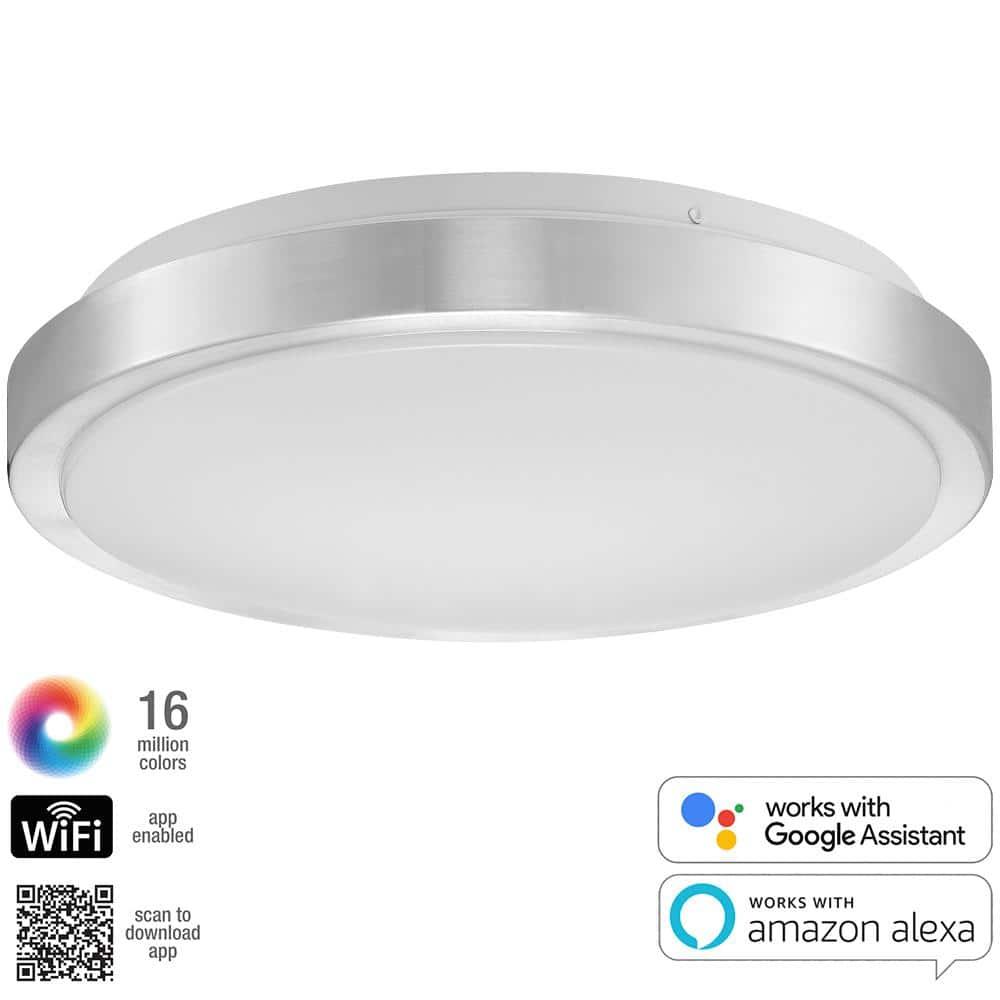 Luvoni by Maxxima 13 in. Smart WiFi LED Round Flush Mount Ceiling Light, Dimmable, CCT 2000K-5000K, 1500 Lumens