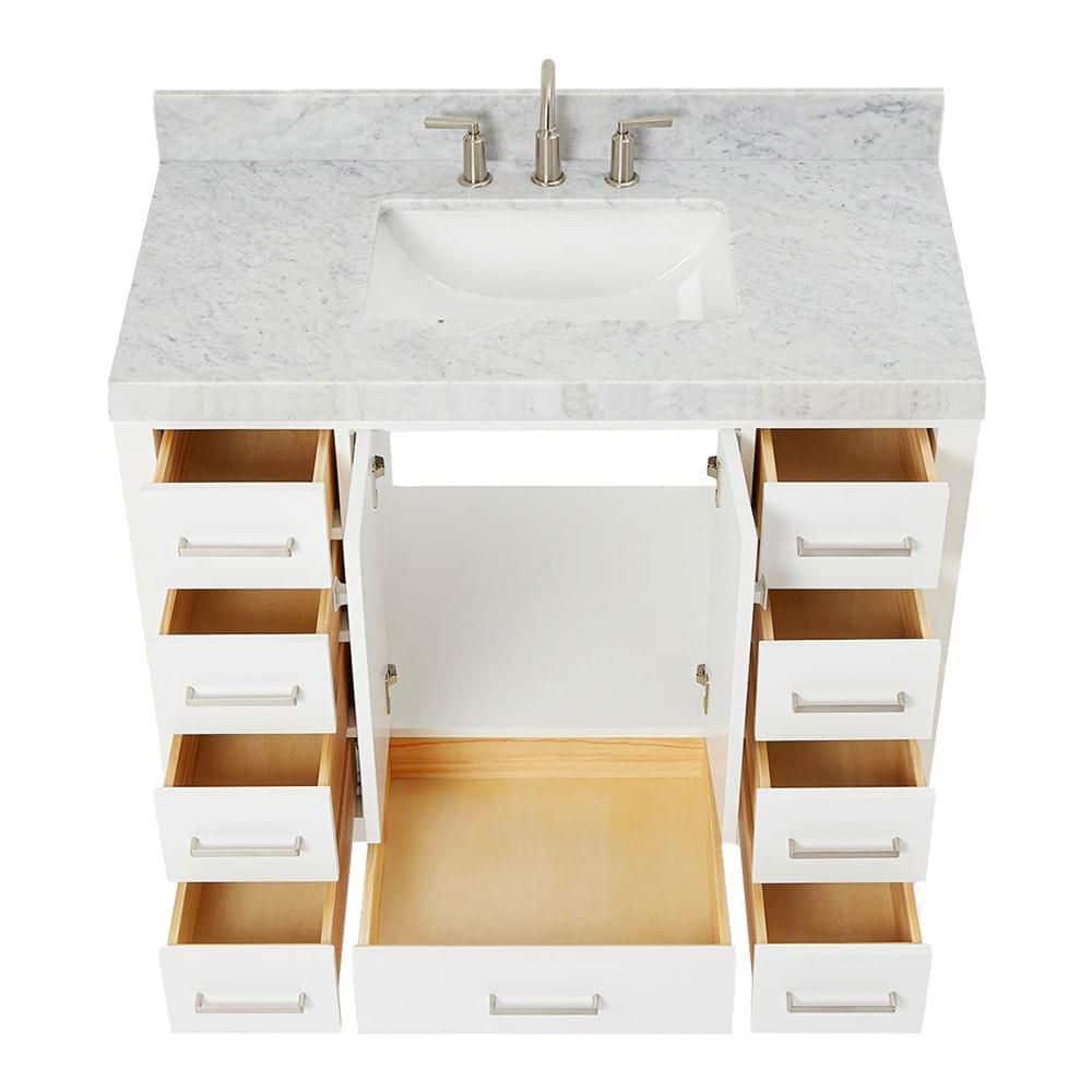 Cambridge 42'' Single Bathroom Vanity with Carrara Marble Top