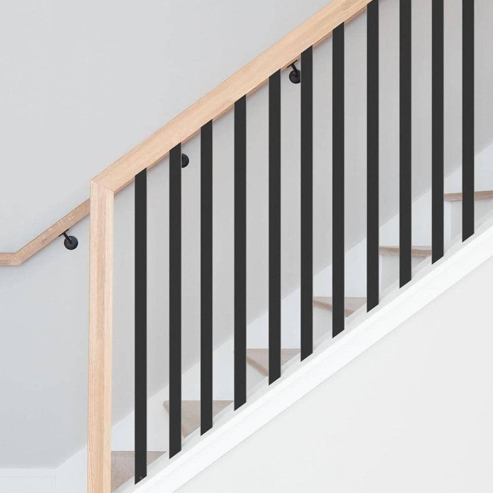 25 Pack Rectangle Staircase Balusters, 36" Black Metal Deck Spindle and Stairs Railing, Hollow Rectangle Deck Balusters for Porch Railing