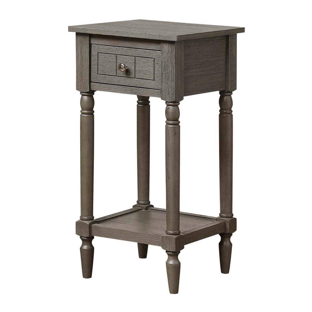 French Country Khloe 1 Drawer Accent Table with Shelf, Wirebrush Dark Gray