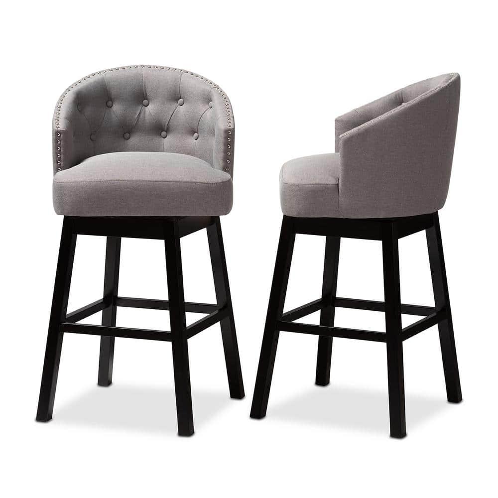 Set of 2 Theron Swivel Barstools Gray - Baxton Studio