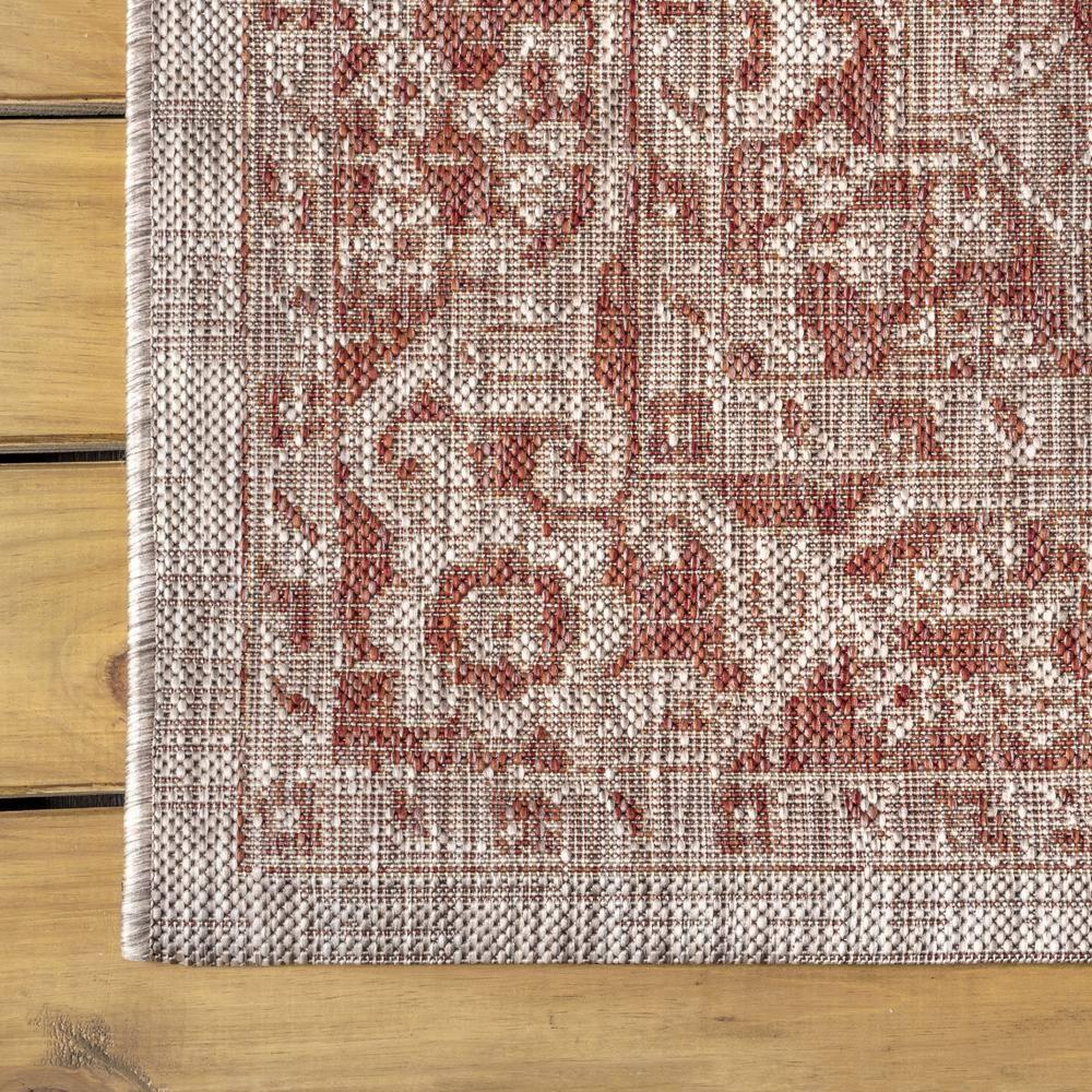 4'x6' Rozetta Boho Medallion Textured Weave Indoor/Outdoor Area Rug, Red/Taupe - JONATHAN Y