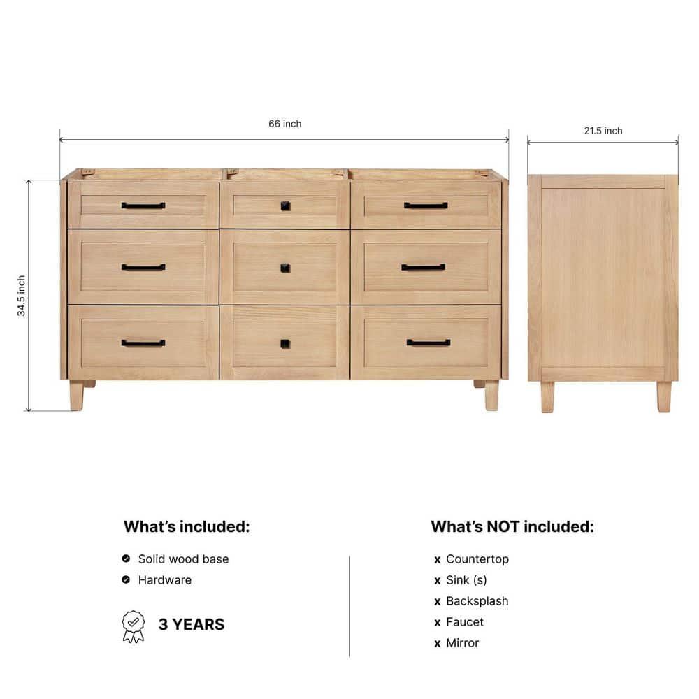 Ariel Monreau 66 Inch Double Sink Base Cabinet In Midnight Blue