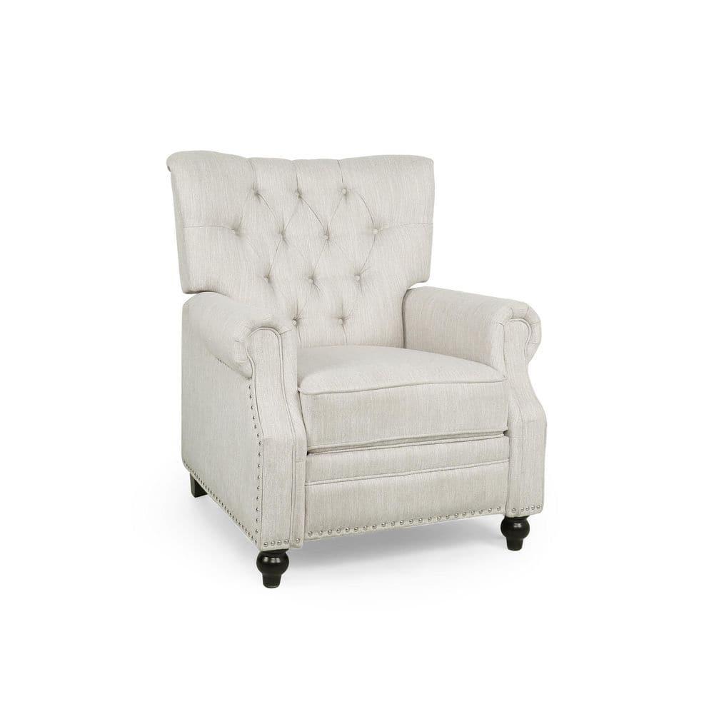 Noble House Torrens Fabric Tufted Recliner, Beige and Dark Brown