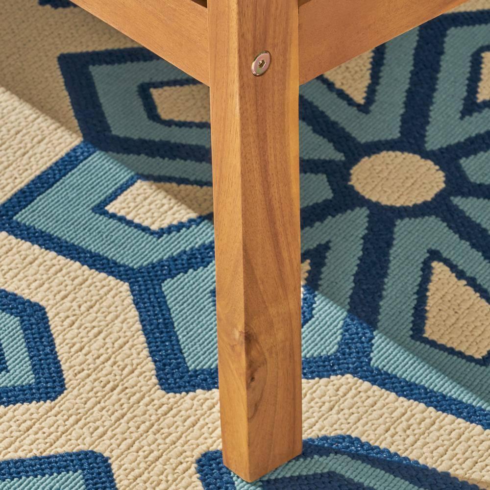 GDF Studio Oliver Outdoor Acacia Wood Loveseat, Brown and Dark Teal