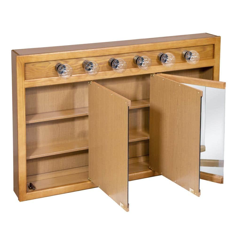 Richland 48-Inch Lighted Wood Medicine Cabinet in Nutmeg Oak