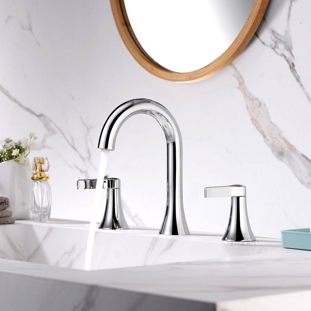 Widespread Bathroom Faucet with Drain Assembly