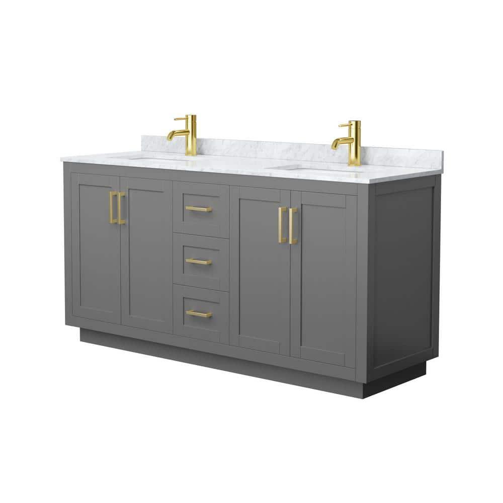 Wyndham Collection Miranda 66" Freestanding Double Bathroom Vanity with Marble Top
