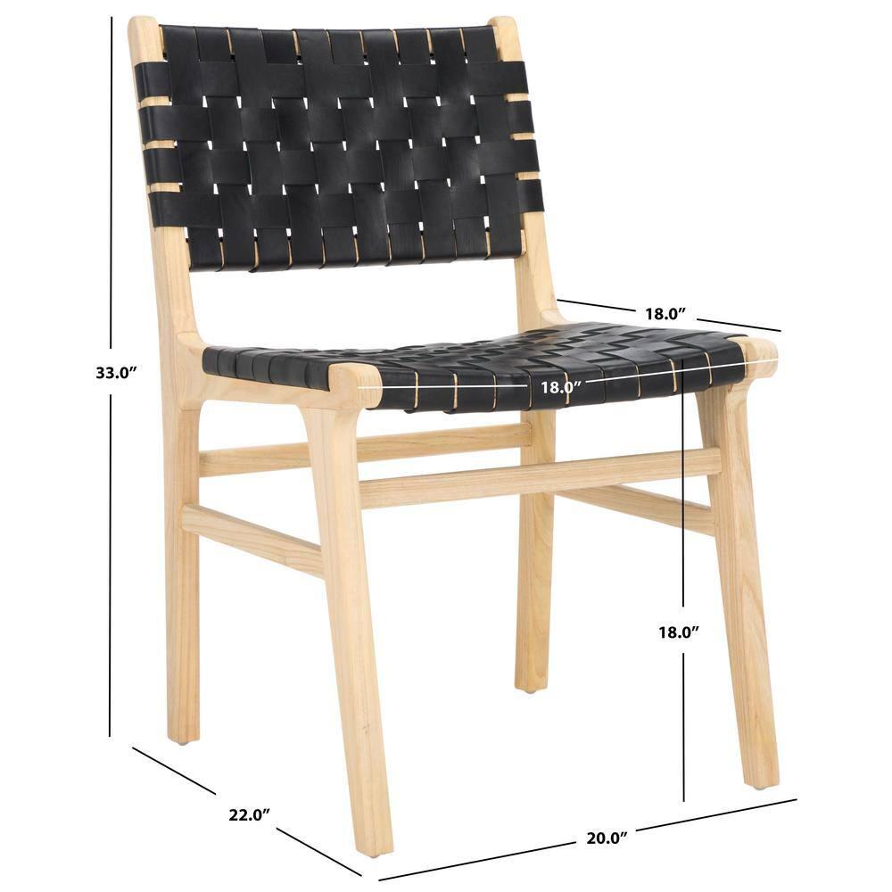 Taika Woven Leather Dining Chair (Set Of 2)  - Black/Light Natural - Safavieh