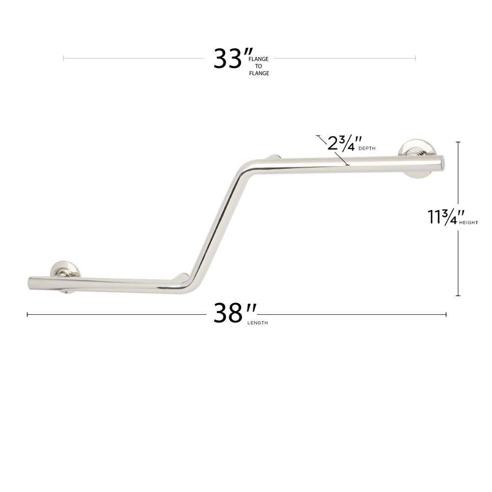 Lifestyle & Wellness Zuma Angled Wall-Mount 38" Left-Handed Grab Bar