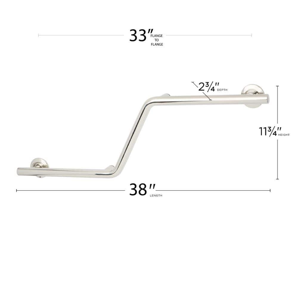 Lifestyle & Wellness Zuma Angled Wall-Mount 38" Left-Handed Grab Bar