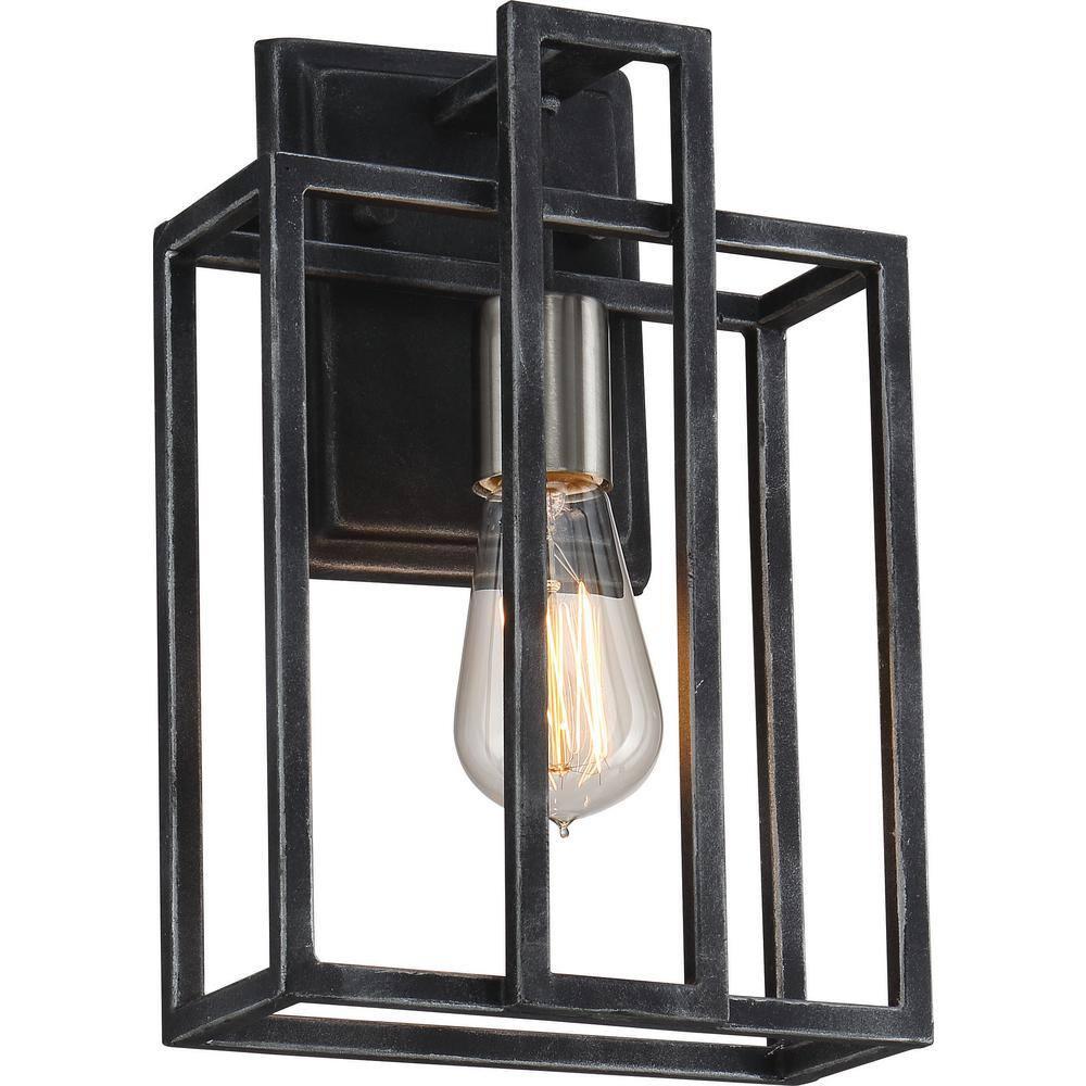 Lake Collection Iron Black and Brushed Nickel Dimmable Wall Sconce
