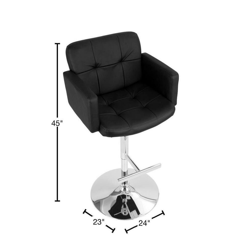 32" Stout Barstool Metal Black - LumiSource: Chrome Base, Adjustable, Swivel, Upholstered