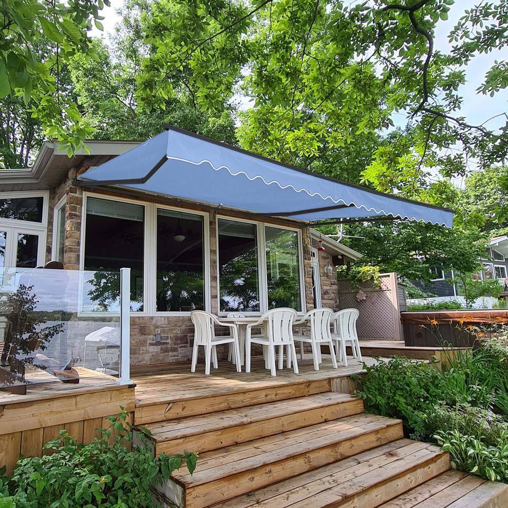 Retractable Home Patio Awning | Deck Canopy |UV Protection Sunshade | Manual Black Frame | Upgraded 2024