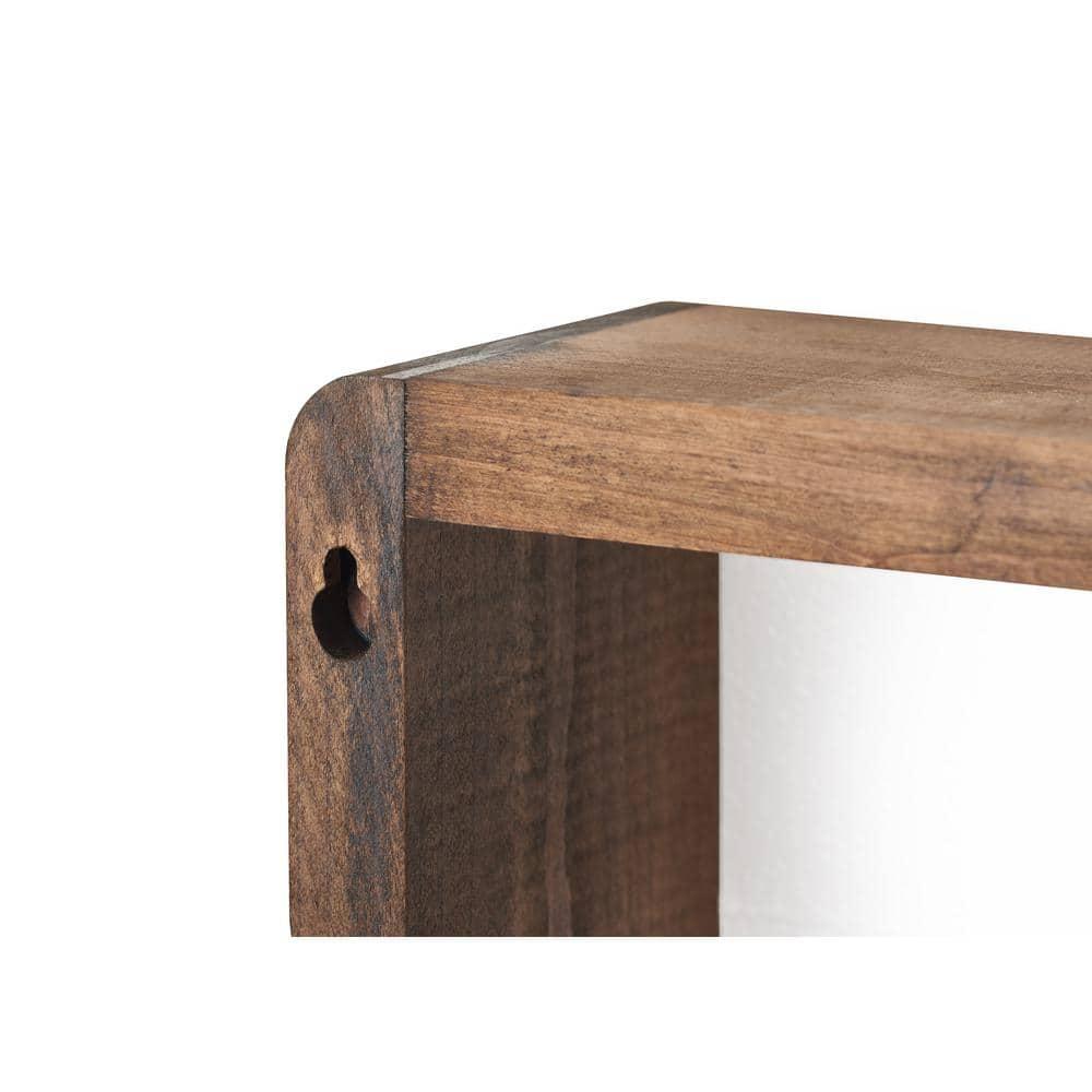 Stackable Floating Shelves, Farmhouse Style Decorative Box Bookshelves for Bedroom, Living Room, and More, Solid Wood, 8" H x 32" W x 4.00" D, Walnut Finish, 2-Pack