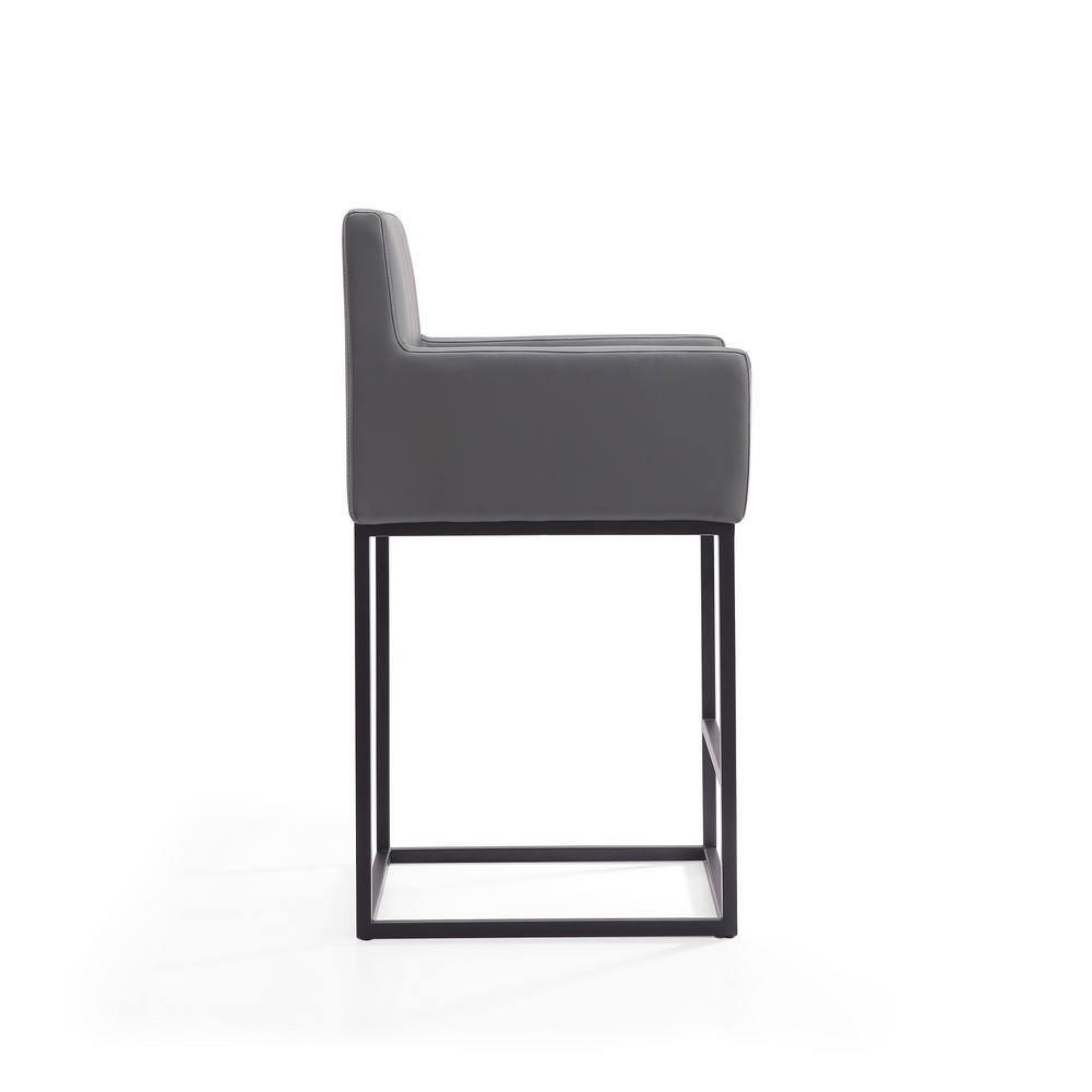 Ambassador Metal Counter Height Barstool Gray - Manhattan Comfort: Upholstered, Fixed Height, Footrest