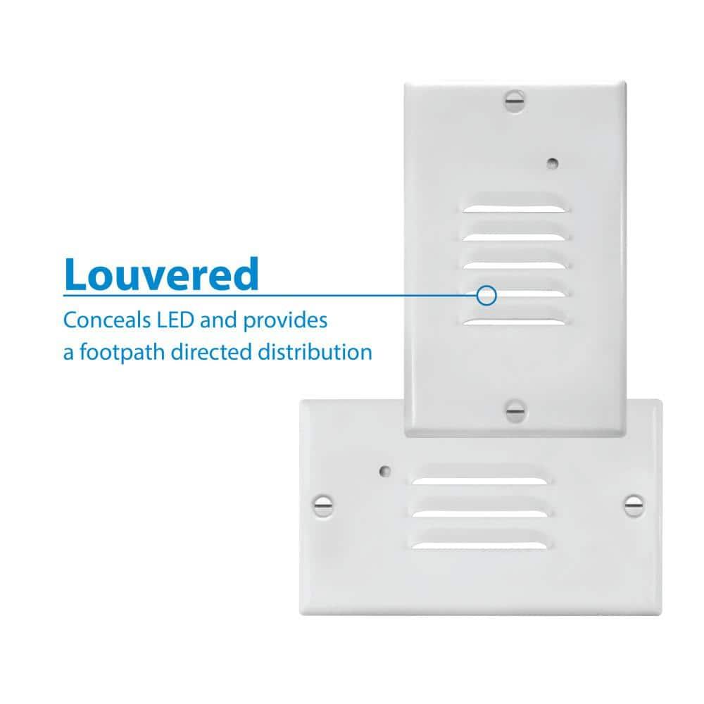 STP2 Series White LED Hardwire Stair Light Louvered with Dusk to Dawn Sensor