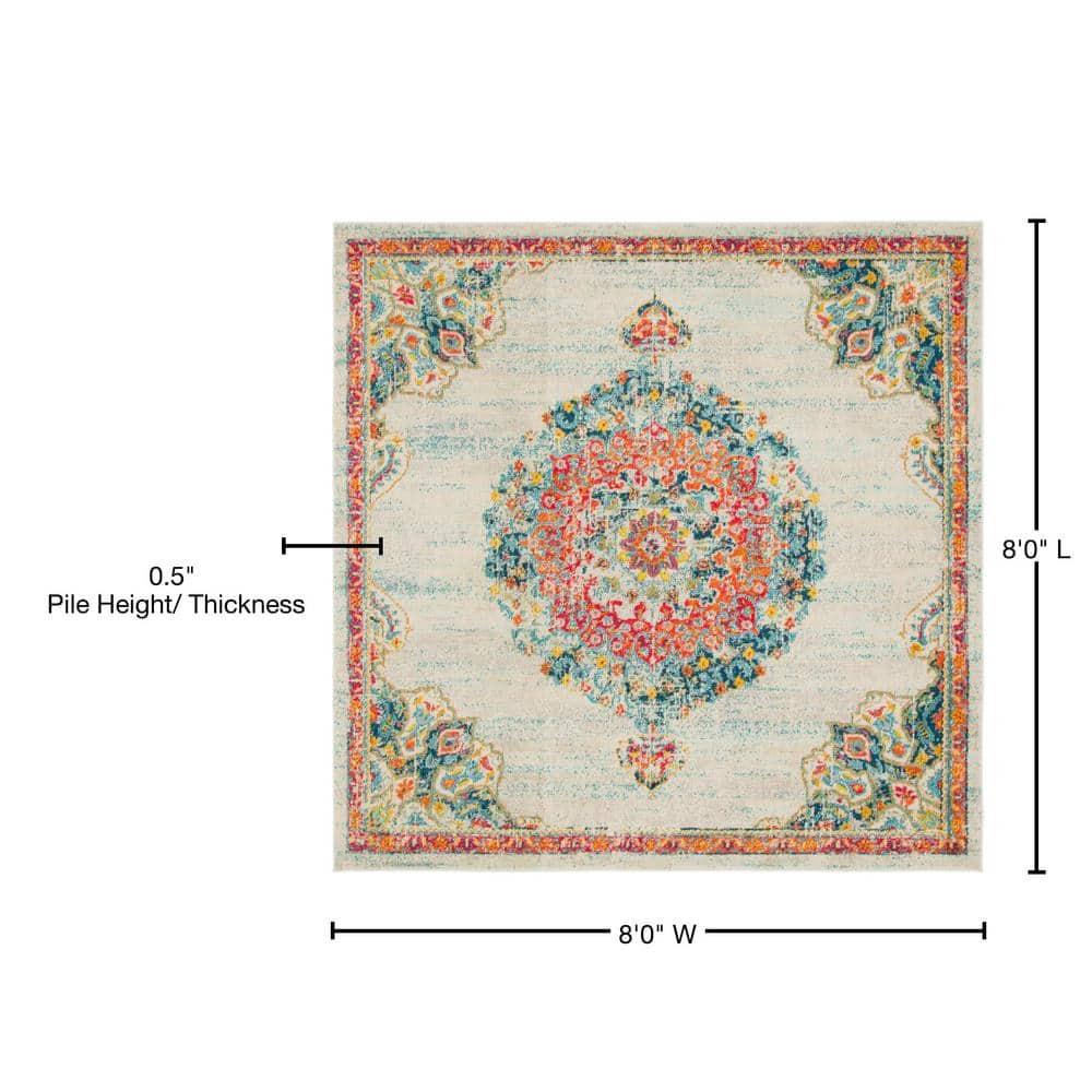 Unique Loom Penrose Collection Area Rug - Alexis (8' Square Ivory/Blue)