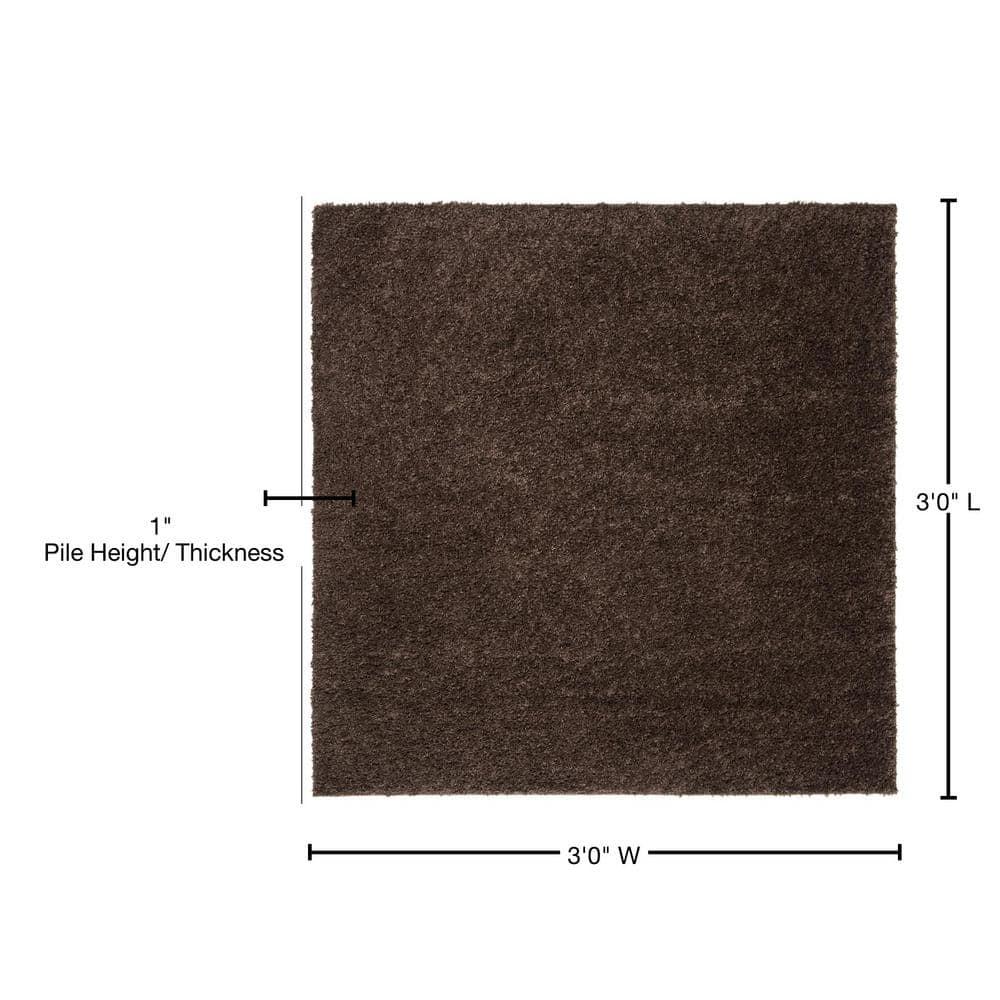 August Shag 900 AUG900 Power Loomed Indoor Accent Rug - Brown - 3'x3' - Safavieh