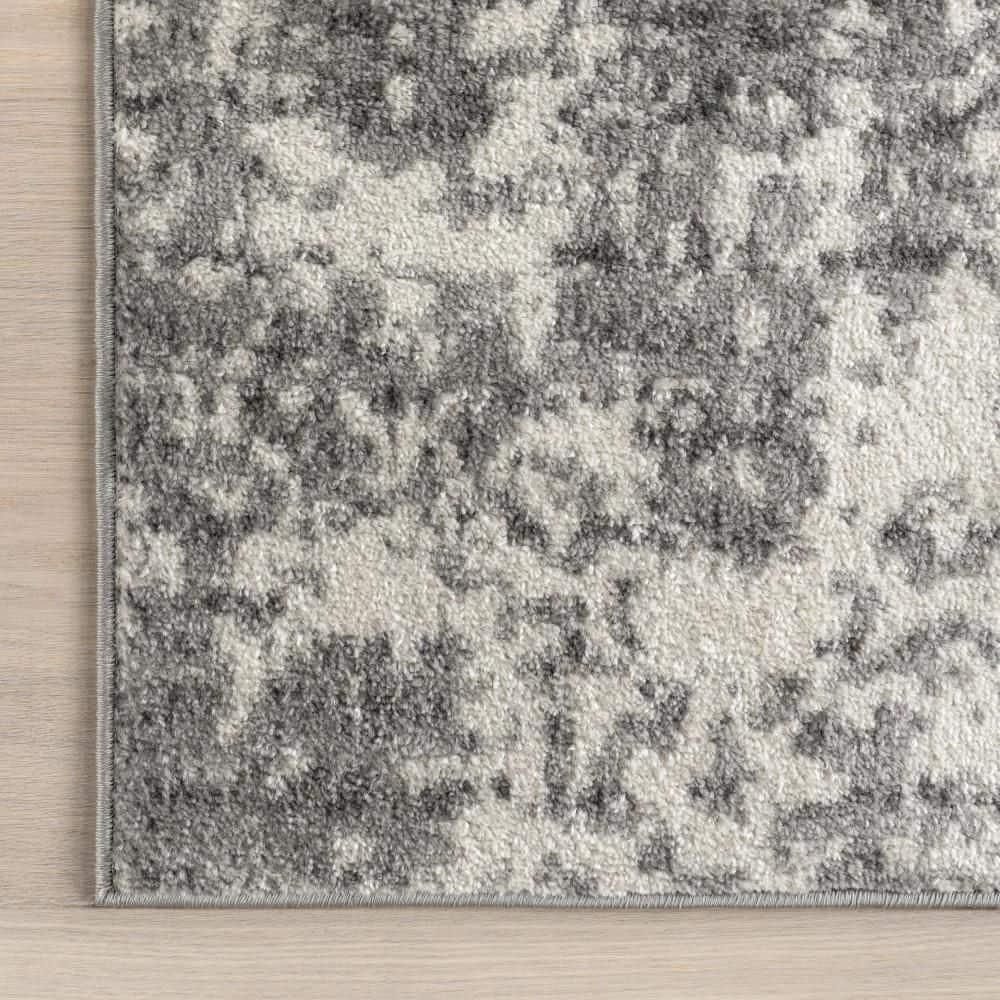 Deedra Modern Abstract Power Loom Performance Gray/White Rug