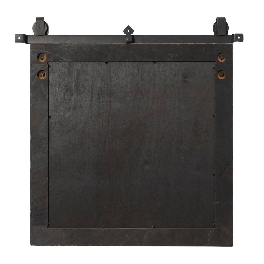 DecMode Industrial Brown Square Shaped Wall Mirror with Natural Wood Grain Pattern, 31"W x 31"H
