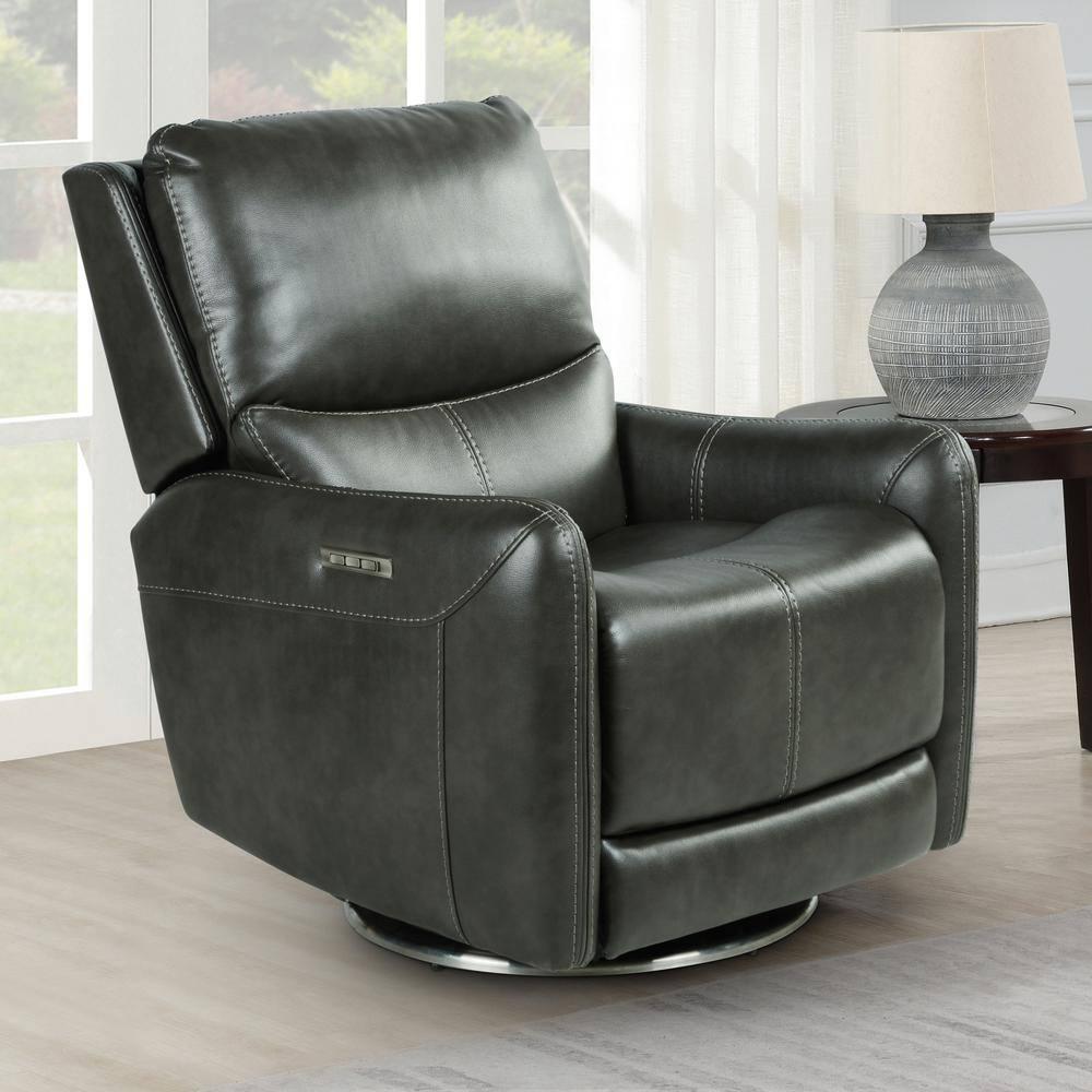Athens Charcoal upholstered Swivel Power Recliner - Steve Silver Co.