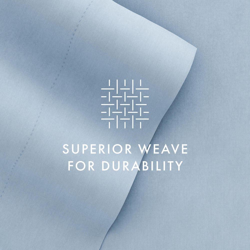 Queen, Light Blue Solid Microfiber 6 Piece Bed Sheet Set, by Noble Linens