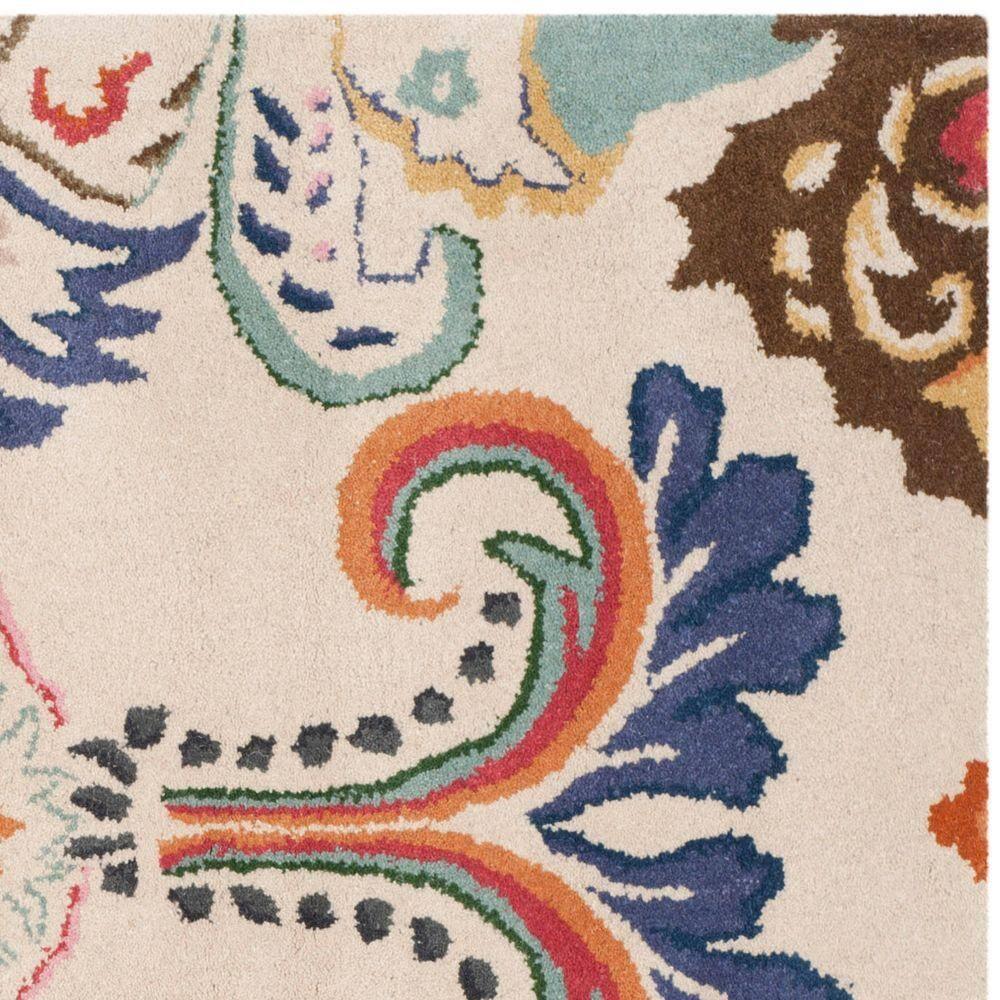 Bella BEL118 Hand Tufted Area Rug - Ivory/Teal - 7'x7' - Safavieh.