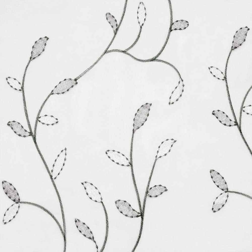 Grommet Curtain Panel, Embroidered Sheer Extra-Wide, Silver 54" x 84"