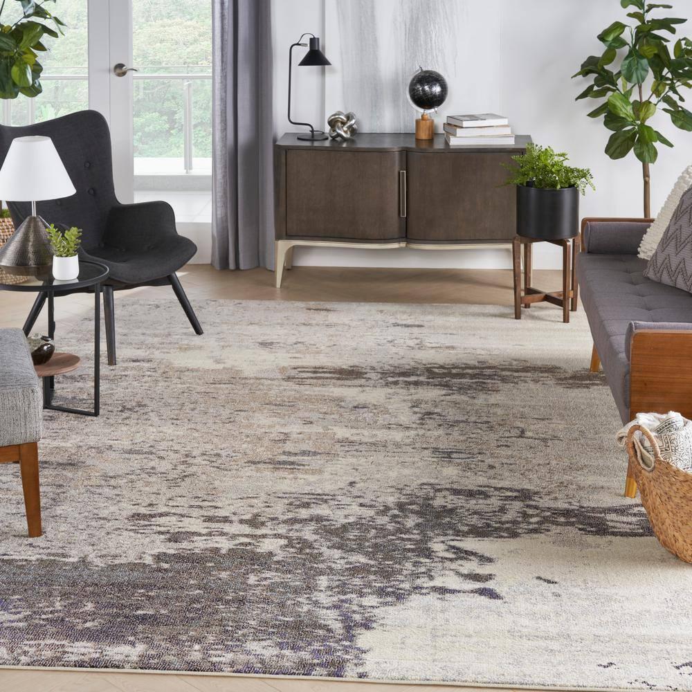 Nourison Celestial CES02 Indoor only Area Rug - Ivory/Grey 10' x 14'