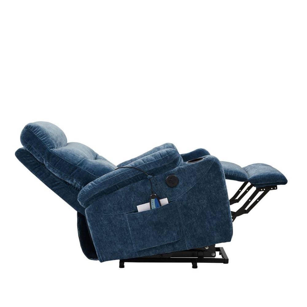 GDF Studio Massage Recliner with Lift Assist, 8 Vibration Points, Lumbar Heating, Adjustable Backrest, Blue