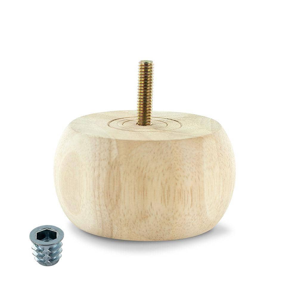 Architectural Products by Outwater L.L.C. Dia Unfinished Solid Hardwood Bun Foot Leg